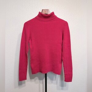 Icelandic Design 100% Cotton Knit Ribbed Turtleneck Red Sweater - Women's S
